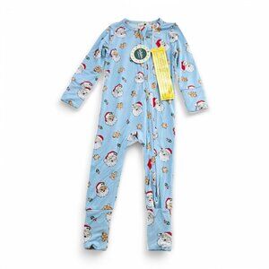 NWT Tullabee Vintage Santa Sleeper Bamboo Blue 3/6 Month Baby